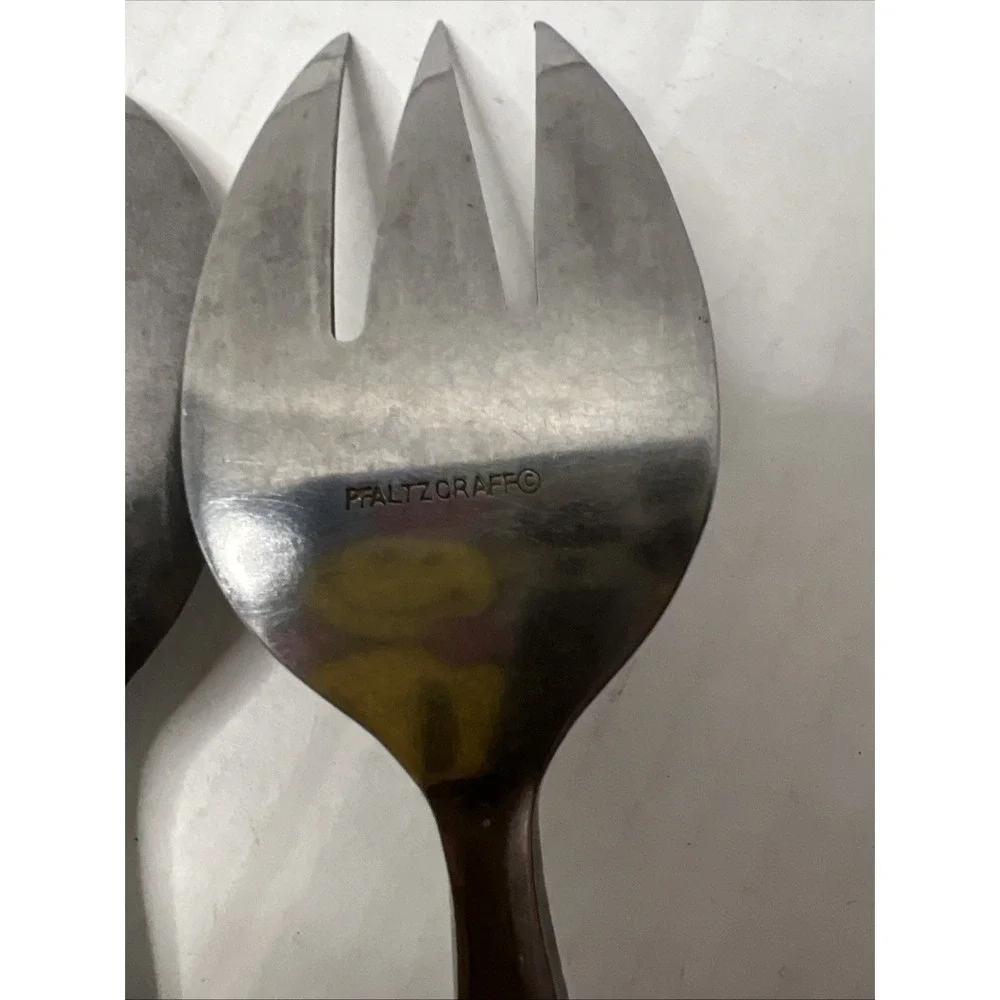 Vintage Pfaltzgraff Tea Rose Stainless Serving  Spoon And‎ Fork Set Of 2 Floral